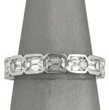 4Ct Emerald Cut Diamond Bezel Set Full Eternity Wedding Band 14K White Gold Over