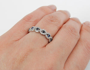 3.5ct Round Blue Sapphire Infinity Design Engagement Ring 14k White Gold Over