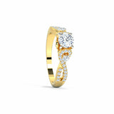 1.6ct Engagement Ring Round Cut Diamond Split Shank Design 14k YellowGold Finish