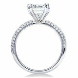 3Ct Cushion Cut Diamond Iced Shank Solitaire Engagement Ring 14K White Gold Over