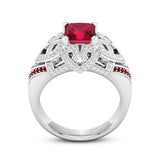 4Ct Princess Cut Pink Ruby Diamond Cocktail Engagement Ring 14K White Gold Over