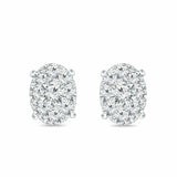 2Ct Round Cut Diamond Oval Shape Cluster Stud Earrings 14K White Gold Finish