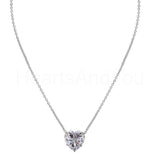 1ct Heart Cut Simulated Diamond Solitaire Pendant Chain 14k White Gold Plated