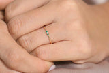 0.3ct Engagement Ring Round Diamond Emerald Accent Trilogy 14k YellowGold Finish