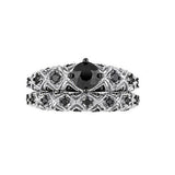 3Ct Round Cut Black Diamond Bridal Set Vintage Ring Band 14K White Gold Finish