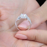 2.4ct Cushion Cut Diamond Engagement Ring Split Shank Halo 14k White Gold Finish