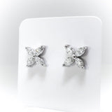 0.5ct Marquise Cut Diamond Floral Butterfly Stud Earrings 14k White Gold Finish