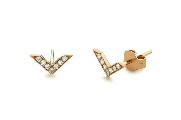 1.2ct Stud Earrings Round Cut Diamond V Shaped Bird Design 14k Rose Gold Finish