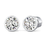 Screw Back Stud Earrings 1.5ct Round Brilliant Cut Diamond 14k White Gold Finish