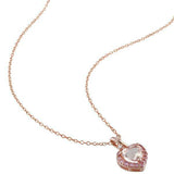 2ct Heart Cut Peach Morganite Pink Sapphire Halo Pendant 14k Rose Gold Finish