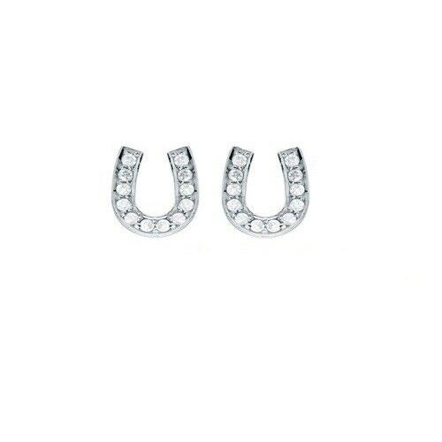 0.5Ct Round Cut DVVS1 Diamond HorseShoe Stud Earrings 14K White Gold Finish