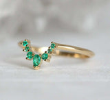 1.2ct Pear Cut Green Emerald Engagement Ring 14k Yellow Gold Finish Crown Tiara