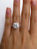 2.5Ct Cushion Cut VVS1/D Diamond Accent Halo Engagement Ring 14K White Gold Over