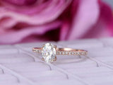 Solitaire with Accents Engagement Ring 1.4ct Oval Cut Diamond 14k Rose Gold Over