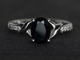 2ct Engagement Ring Oval Black Diamond Twist Shank Solitaire 14k White Gold Over