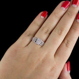 5Ct Princess Cut Diamond Art Deco Solitaire Engagement Ring 18K White Gold Over