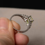 2ct Emerald Green Peridot Promise Wedding Engagement Ring 14k White Gold Finish