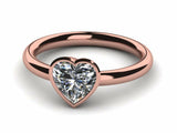 1ct Heart Cut Diamond Heart Love Solitaire Engagement Ring 14k WYR Gold Finish