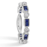 1.9ct Princess Cut Blue Sapphire Anniversary Wedding Band 14k White Gold Finish