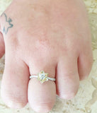 1.5ct Round Cut Diamond Flower Solitaire with Accents Ring 14k Dual Gold Finish