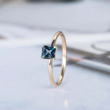 0.5ct Princess London Blue Topaz Engagement Ring Solitaire 14k Yellow Gold Over