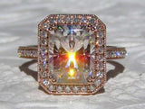 Halo Milgrain Engagement Ring 2.4ct Radiant Cut VVS1 Diamond 14k RoseGold Finish