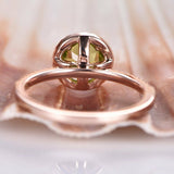 2ct Round Cut Green Peridot Halo Proposal Engagement Ring 14k Rose Gold Finish