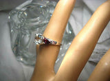 2.5ct Round Cut Diamond Trilogy Engagement Ring 14k White Gold Over Ruby Accents