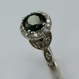 2ct Round Green Emerald Engagement Ring Diamond Floral Halo 14k White Gold Over