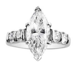 3.3Ct Marquise Cut Diamond Solitaire with Accents Ring 14K White Gold Finish