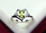 1ct Engagement Ring Oval Cut Peridot Bypass Style Heart 14k White Gold Finish