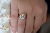 1.5ct Round Cut VVS1D Diamond Engagement Ring Flower 14k Rose Gold Finish