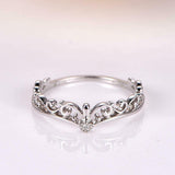 0.2ct Round Cut Diamond Engagement Ring Filigree Tiara 14k White Gold Finish