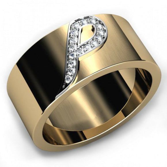 0.5ct Round Cut Diamond Custom Alphabet Mens Wedding Ring 14k Yellow Gold Finish