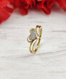 0.4ct Round Cut Moissanite Love Heart Engagement Ring 14k Yellow Gold Plated