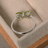 1.2ct Engagement Ring Heart Cut Green Peridot Bow Knot 14k White Gold Finish