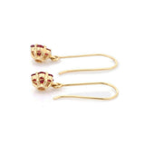 2ct Drop Earrings Round Cut Pink Ruby Floral 14k Yellow Gold Finish