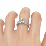 2Ct Princess Cut Diamond Solitaire with Accent Vintage Ring 14K White Gold Over