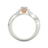 2Ct Cushion Cut Diamond Split Shank Solitaire Engagement Ring 14K Dual Gold Over