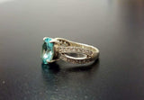 1.67ct Engagement Ring Oval Cut Blue Aquamarine Split Shank 14k WhiteGold Finish