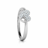 1Ct Round Cut VVS1 Diamond Dual Heart Love Engagement Ring 14K White Gold Finish