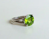 2ct Engagement Ring Round Cut Green Peridot Split Shank 14k White Gold Finish