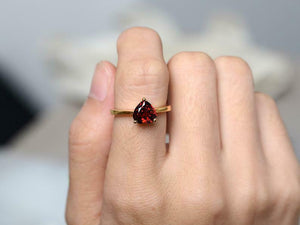 1ct Engagement Ring Heart Cut Red Garnet Solitaire Design 14k Yellow Gold Finish