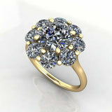 4.5ct Round Cut VVS1D Diamond Engagement Ring Floral Halo 14k Yellow Gold Finish