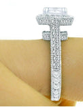 2.5ct Princess Diamond Engagement Ring Milgrain Edged Halo 14k White Gold Finish