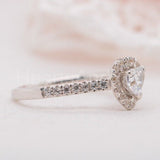 1ct Heart Cut Simulated Diamond Open Halo Engagement Ring 14k White Gold Plated