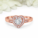 2ct Heart Cut Diamond Engagement Ring Milgrain Halo Solitaire 18k Rose Gold Over