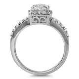 2.1ct Cushion Cut Diamond Engagement Ring Halo Split Shank 14k White Gold Finish