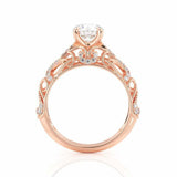 2ct Round Diamond Engagement Ring Vintage Milgrain Solitaire 14k Rose Gold Over