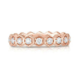 1.2ct Round Cut Diamond Wedding Band 14k Rose Gold Finish Hexagon Full Eternity